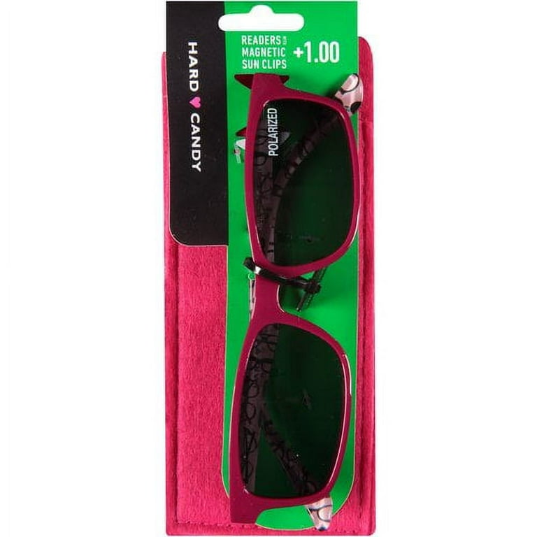 Hard Candy with Magnetic Sun Clips Reading Glasses and Case Look