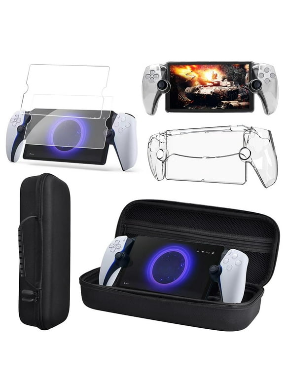 Hard Carrying Case Compatible with Playstation Portal, EVA Portable Travel Case for PS 5 Portal Accessories, Tempered Glass Screen Protector, Protective Cover, Hard Shell Protective Bag (Set D)