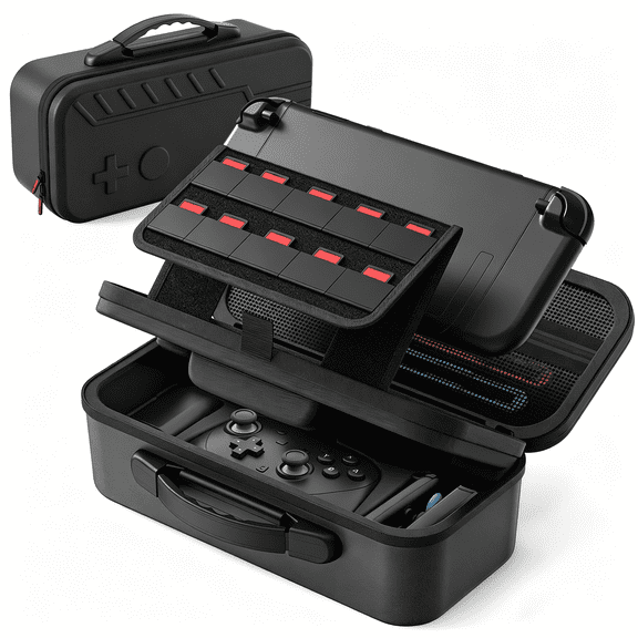 Hard Carrying Case Compatible with Switch 2, Large Capacity Double Layer Protective Travel Storage Bag for Switch2 Console Pro Controller JoyCon Game Cards and Accessories