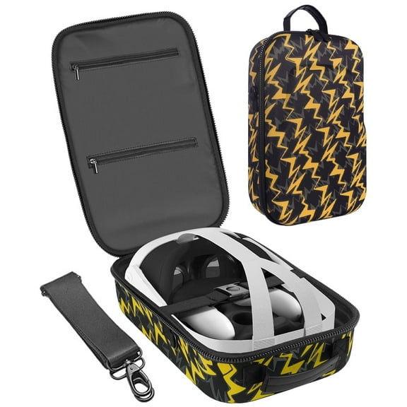 Binsuca Hard Carrying Case for Oculus Quest 3 Accessories, Clear Cover, Pre-Cut Tray with Elastic Band, PU Hand Strap, Adjustable Shoulder Strap