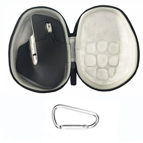 Hard Carrying Case for Logitech MX Master 2S/3S, Mouse Storage Bag Portable Travel Organizer PU Leather Protective Cover Shockproof Protection Case with Carabiner Clip