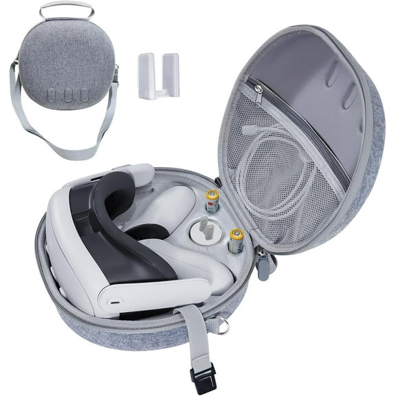 Hard Carrying Case for Meta Quest 3 Accessories, Shockproof Travel Bag Compatible with Meta Quest 3 VR Headset, Controller Grips, Handheld Travel Case (Gray)