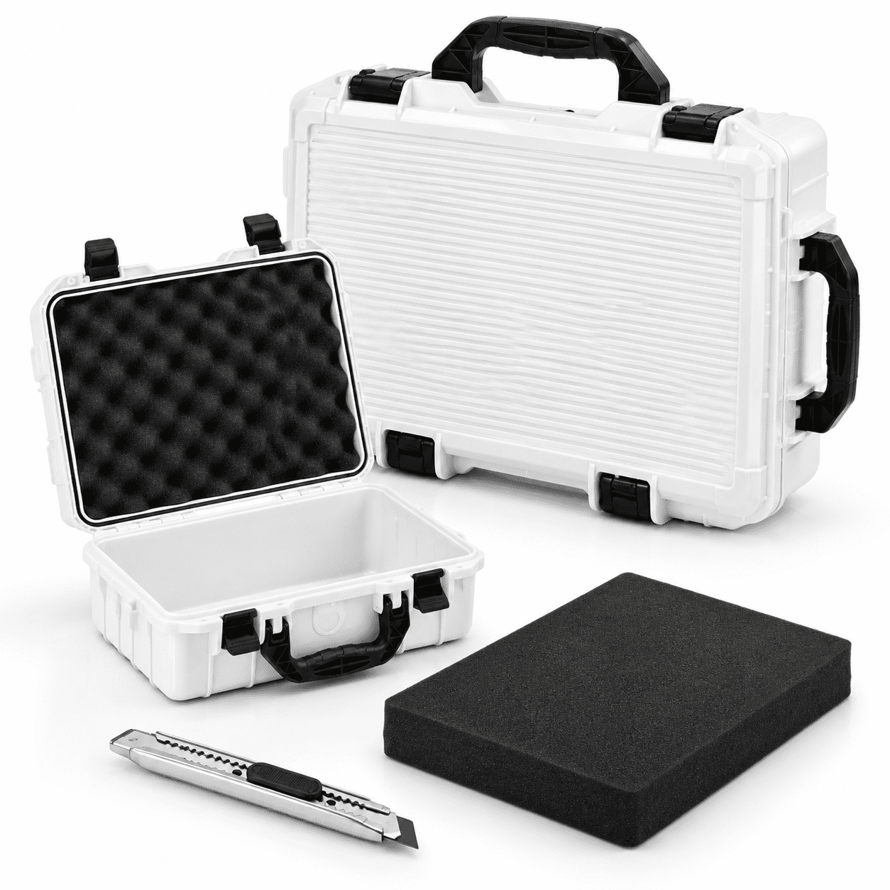 Hard Carrying Case, White, 13.78 x 11.02 x 4.33 Inch, Stripe Shell ...