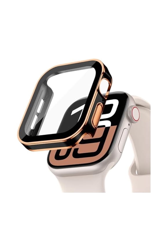 Hard Case for Apple Watch Screen Protector 42mm 46mm 40mm 44mm 41mm 45mm 49mm Series 10 9 8 7 6 5 4 3 SE Ultra/2,Waterproof PC Case with Tempered Glass Screen Protector Face Cover for iWatch Cover