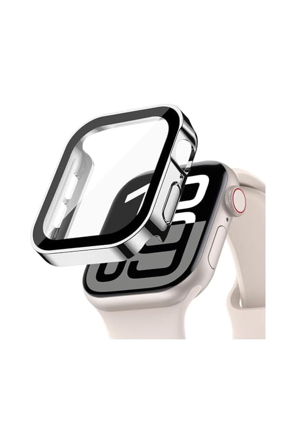 Hard Case for Apple Watch Screen Protector 42mm 46mm 40mm 44mm 41mm 45mm 49mm Series 10 9 8 7 6 5 4 3 SE Ultra/2,Waterproof PC Case with Tempered Glass Screen Protector Face Cover for iWatch Cover