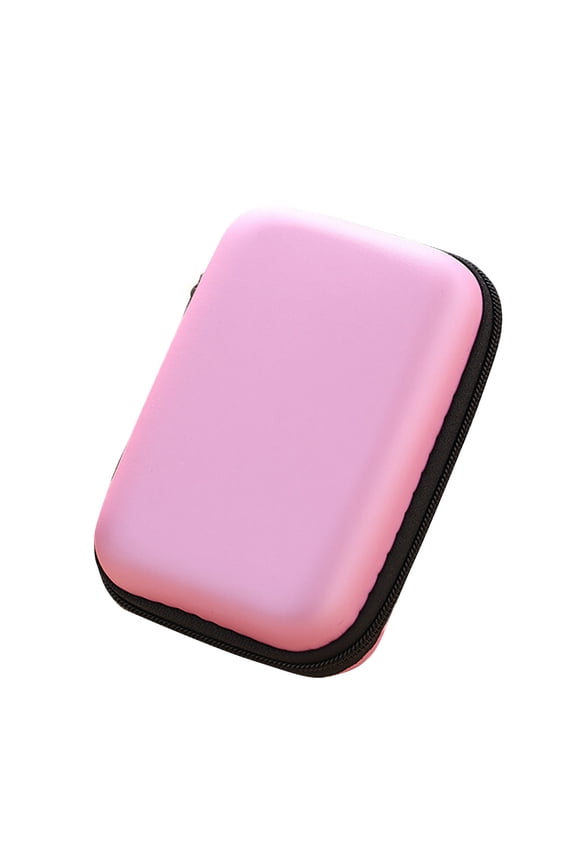 Hard Case Electronic Organizer, Zipper Eva Cable Storage Bag for Chargers, Cables and Earphones Travel Tech Pouch Pink