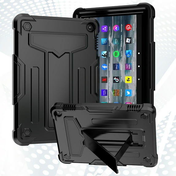 Hard Case for Kindle Fire HD 8 & Fire HD 8 Plus Tablet (2022 Release - 12th Generation) 8 Inch - Sturdy Viewing Kickstand Shockproof Case Lightweight Rugged Simple Back Cover Case, Black