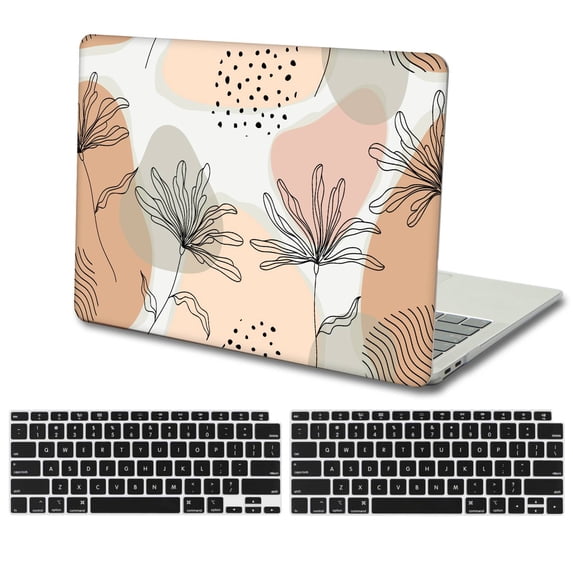 Hard Case for MacBook Air 13 inch 2018 - 2022 Release A2337 m1 m2 A2179 A1932 & Black Keyboard Cover, Aesthetic Flower