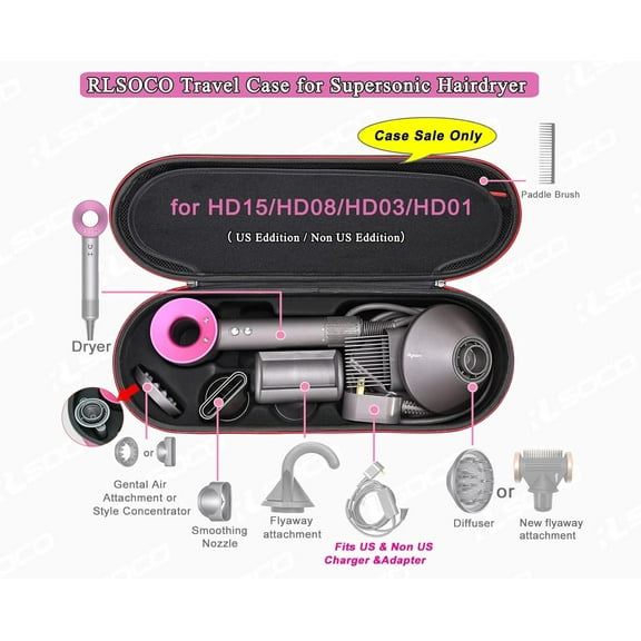 Hard Case for  Supersonic Hair Dryer - Portable Travel Storage Bag with Extra Pocket