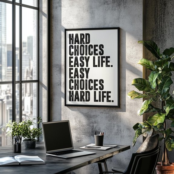 Hard Choices Easy Life Wall Art Print, Unframed Paper Poster 24x36in