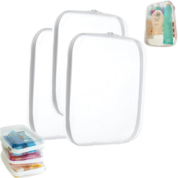 Hard Clear Zipper Case,3PCS Transparent Hard Shell Zipper Pouch,Portable Item Storage Travel Organizer Box,Home Family Intimate Apparel Storage,Learning Tool Organizer