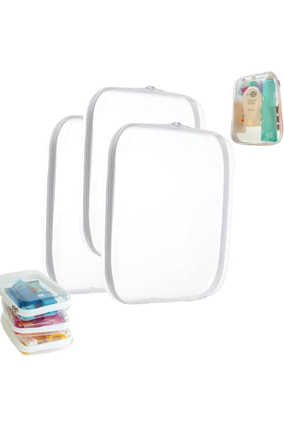 Hard Clear Zipper Case,3PCS Transparent Hard Shell Zipper Pouch,Portable Item Storage Travel Organizer Box,Home Family Intimate Apparel Storage,Learning Tool Organizer