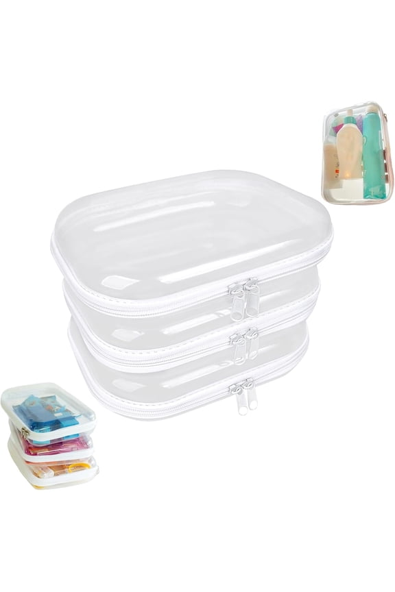 Hard Clear Zipper Case,3PCS Transparent Hard Shell Zipper Pouch,Portable Item Storage Travel Organizer Box,Home Family Intimate Apparel Storage,Learning Tool Organizer
