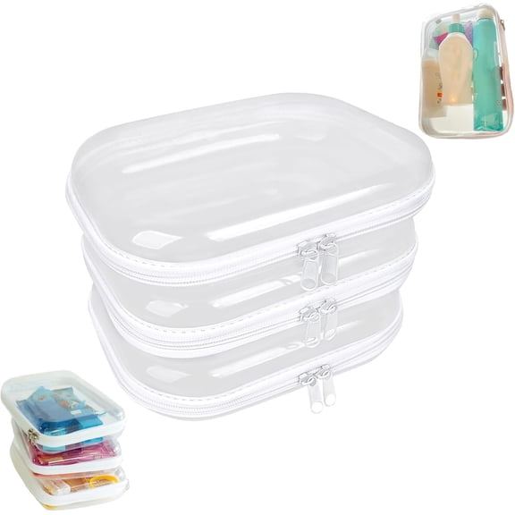 Hard Clear Zipper Case,3PCS Transparent Hard Shell Zipper Pouch,Portable Item Storage Travel Organizer Box,Home Family Intimate Apparel Storage,Learning Tool Organizer