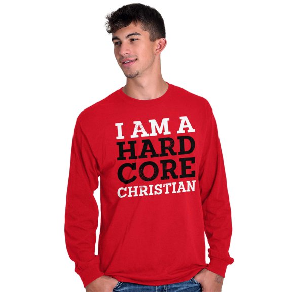 Hard Core Christian Religious Faith Plus Size Long Sleeve Graphic Tee Shirt Brisco Brands 3X