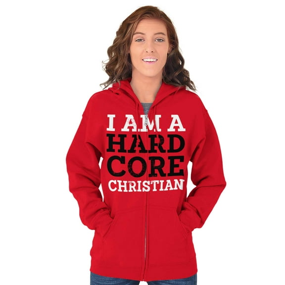 Hard Core Christian Religious Faith Zip Up Hoodie Men's Women's Brisco Brands L