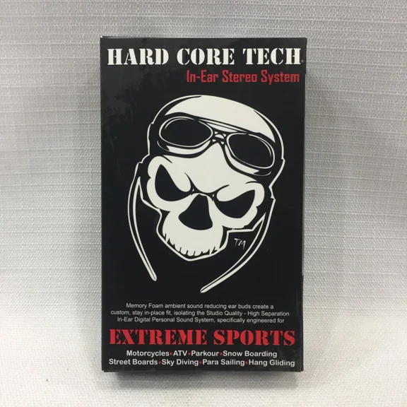 Hard Core Tech Extreme Sports In-Ear Stereo Headphones Wired New Nib