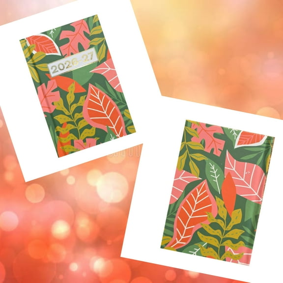 Hard Cover Weekly 2 Year Pocket Purse Briefcase Planner 2025-26 in PocketPlanner-TropicalFloral Print