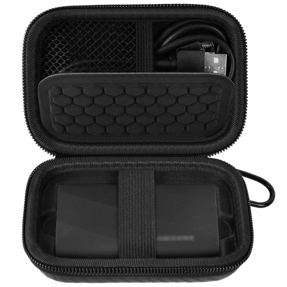Hard Drive Carrying Case Compatible with Samsung T9 Portable SSD 4TB, External Solid State USB Storage Holder Cable Cover-Full Black (Case Only)
