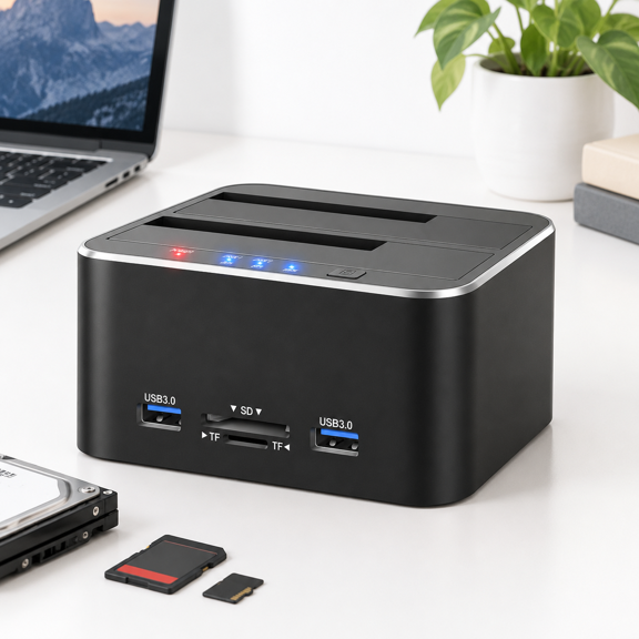 Hard Drive Docking Station B 3.0 Aluminum Stations 2.5"/3.5" Sata Hdd Ssd Tf Card Reader And Sd Offline Clone Support