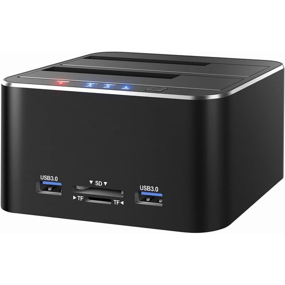 Hard Drive Docking Station, USB 3.0 Hard Drive Docking Stations 2.5"/3.5" SATA HDD SSD, TF Card Reader and SD Card Reader, Offline Clone Support
