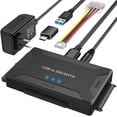 thumbnail image 1 of Hard Drive Reader IDE SATA to USB 3.0 + USB C Adapter,3in1 Ultra Data Retrieval Converter Kit with 12V/2A Power Supply for Internal 2.5'' SSD 3.5'' HDD IDE SATA Blu-ray Drive, 1 of 9