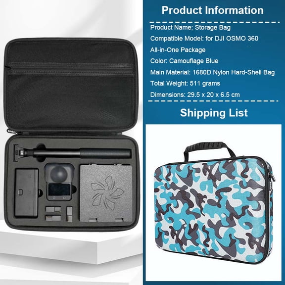 Hard EVA Carrying Case for DJI Osmo 360 Camera, Hardshell Protective Storage Bag Waterproof Travel Case For DJI osmo 360 Accessories