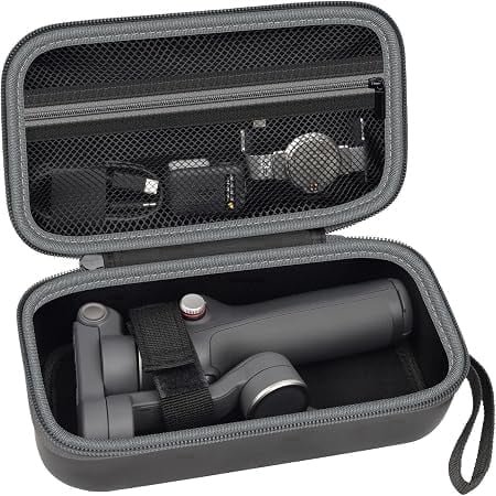 Hard EVA Travel Case Compatible with DJI Osmo Mobile 8/7/7P Gimbal Shockproof, Dustproof Storage Organizer with Mesh Pocket & Adjustable Strap for Smartphone Stabilizer Accessories (Case Only)
