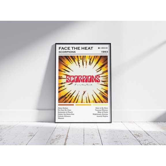 Hard Face The Heat Metallic Fire Graphic Design Wall Art Studio, Unframed Poster