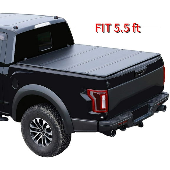 Hard Fiberglass Quad Fold Truck Bed Tonneau Cover Fits 2004 - 2014 F150/2006 - 2014 Lincoln Mark LT 5'5" Bed