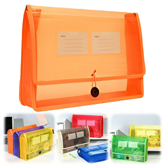 Hard Folder for Documents | Plastic File Folders Legal Size | Expandable Document Folder with Snap Button Closure | Expanding File Wallet Envelopes Pouch with Label Pocket | Large Capacity Orange