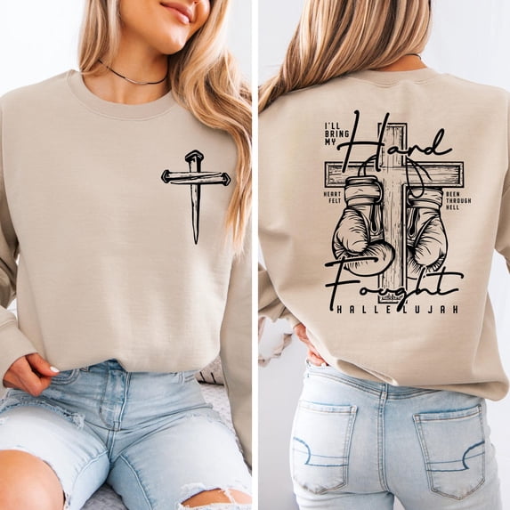 Hard Fought Hallelujah Sweatshirt, Christian Mom Sweatshirt, Bible Verse Sweatshirt, Religious Tee, Christian Apparel Gift, Mom Sweatshirt, Full size S-5XL