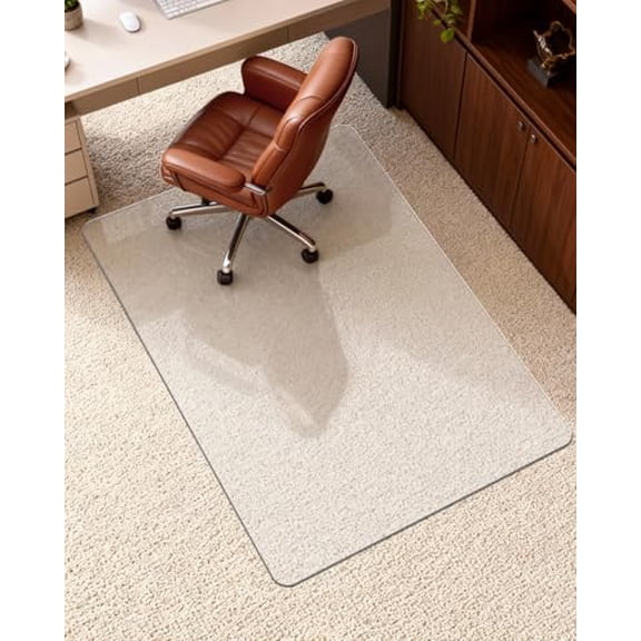 Hard Frosted Office Chair Mat for High Pile Carpet & Hardwood Floors, Heavy Duty Desk Chair Mat, Easy Glide Floor Protector