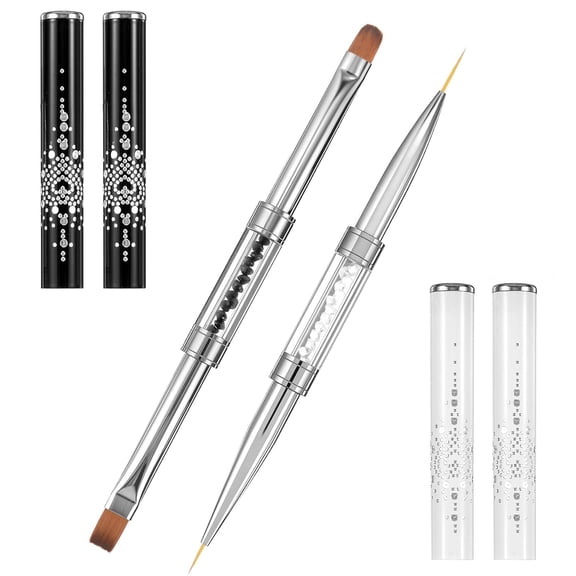 Hard Gel Brushes for Nails, 2Pcs Dual-Ended builder gel brushes for nails, Detailed French Manicure, Professional Nail-Art