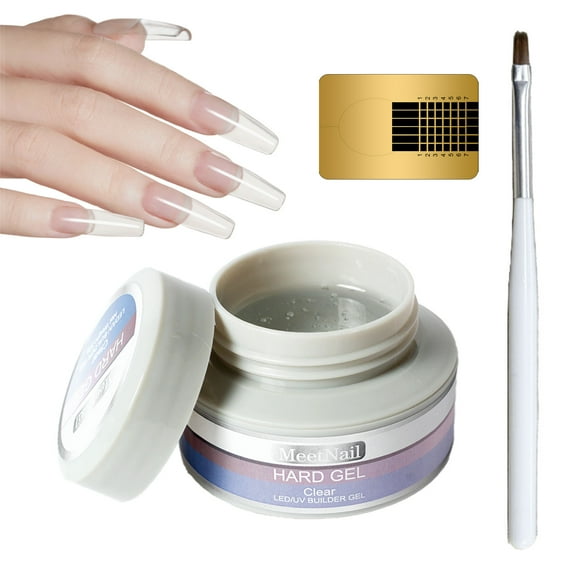  Hard Gel, LED/UV Builder Gel - Clear, Strong Acrylic Finish, Perfect for Nail Extensions, Sculpting & Overlays, Professional Quality, 2 oz, 1-pack