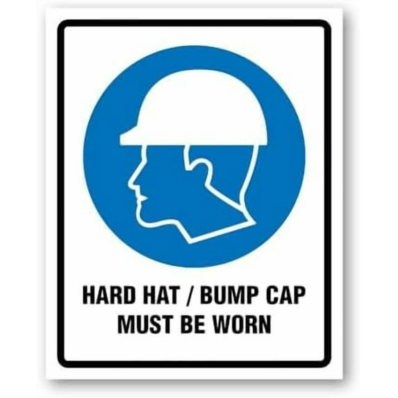 Hard Hat/Bump Cap Sign - 8"x12" Metal Sign - Tin Warning Plaque for Indoor & Outdoor Use