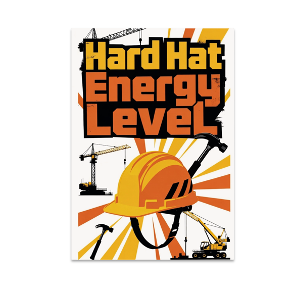 Hard Hat Energy Level Construction Wall Art - Construction Enthusiast - 13x19 Poster Print