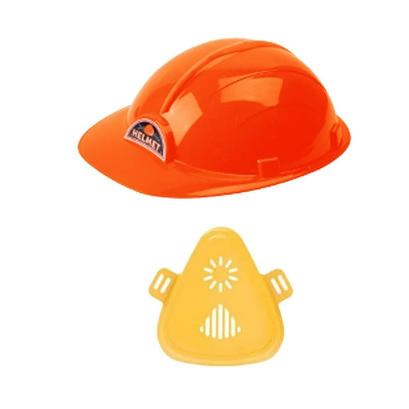 Hard Hat & Mask for Kids Dress Up & Pretend Play | Orange Construction Helmet for Toddlers | 1 Size Fits Most