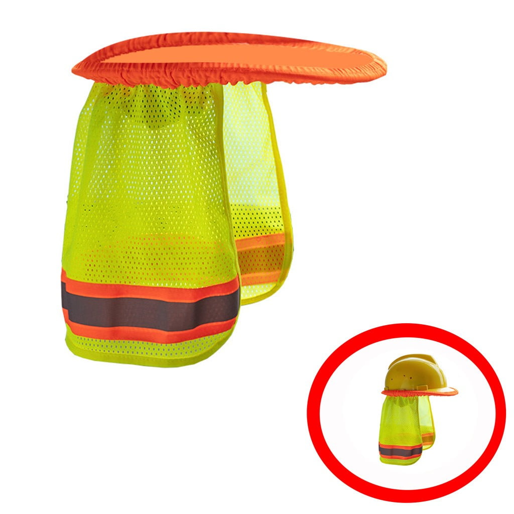 Hard Hat Neck Shield Helmet Sun Shade Curtain Reflective Stripe 2Pcs in