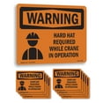 thumbnail image 1 of Hard Hat Required While Crane In Operation OSHA WARNING Rigid Plastic Sign 18 Inch x 12 Inch - 10 Pack, 1 of 8