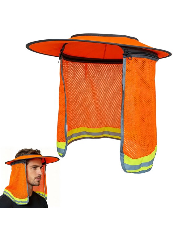Hard Hat Sun Shade Full Brim, Sun Visor, Reflective Strip | Hard Hat Sun Visor, Breathable Mesh, UV Blocking Heat Insulation, Hard Hat Accessories Construction Sites