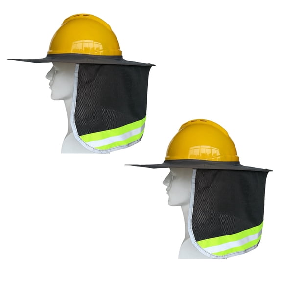 Hard Hat Sun Shade, High Visibility Sun Visor Neck Shade with Reflective Strip, Full Brim(Hard Hat Not Included) 2 Pack,2 * hard hat sun shade(without helmet),Gray