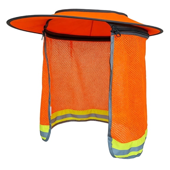 Hard Hat Sun Shield,Full Brim Mesh Hats Neck Sunshade,High Visibility Neck Sunshield Reflective Stripe for Hardhats,Hard Hat Not Included,Orange