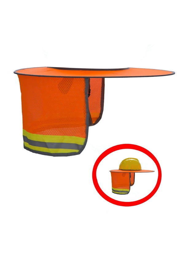 Hard Hat Sun Shield with Neck Flap | High Visibility Neon Yellow with Reflective Strips | Breatha Mesh Sun Protection for Construction & Outdoor Work | Fits Standard Hard Hats