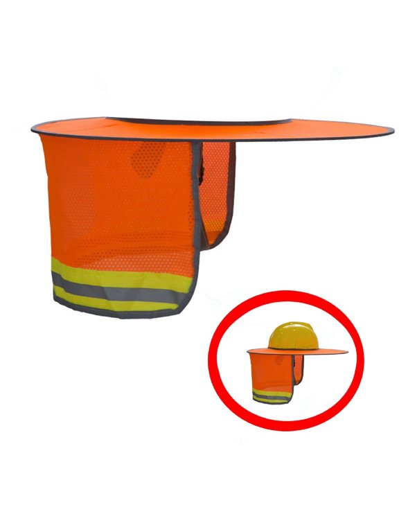 Hard Hat Sun Shield with Neck Flap | High Visibility Neon Yellow with Reflective Strips | Breatha Mesh Sun Protection for Construction & Outdoor Work | Fits Standard Hard Hats