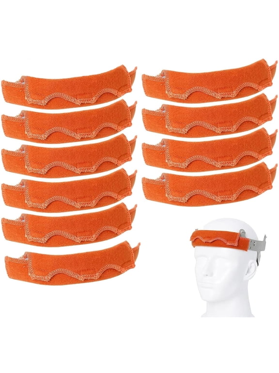 Hard Hat Sweatband 10 Pack, Washable Cotton Hard Hat Liner with Hook and Loop, Flame Retardant Sweat Bands for Construction Welding Helmet