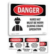 thumbnail image 1 of Hard Hat Worn During Crane Operation OSHA Danger Rigid Plastic Sign 14 Inch x 10 Inch - 5 Pack, 1 of 8