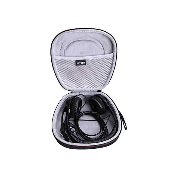 Hard Headphone Case for Logitech H390, H430, H570e, Zone 300, Zone 301 or JLab Go Work, JIAMQISHI, EAGLEND Headset - Black+Grey
