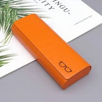 Hard Leather Glasses Case - Protective Eyewear Storage with Magnetic Closure - Scratch-Resistance Travel Case for Myopia & Reading Glasses, Orange