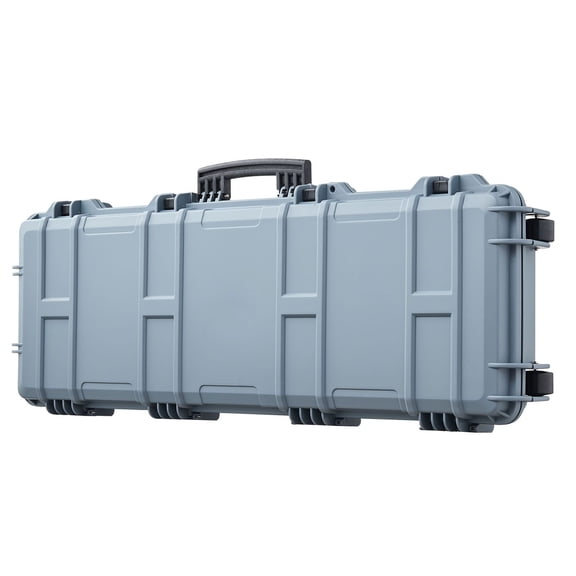 Hard Lockable Rifle Case 40in with Pre-Cut Foams IP67 Waterproof Dustproof Wheels Movable Large Gun Storage for Rifles Shotguns Airsoft Guns Grey